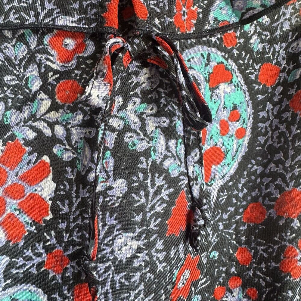 NEW Y2K American Eagle Paisley Midi Dress L Boho Fairy sun dress Pockets ruffle - Picture 14 of 16